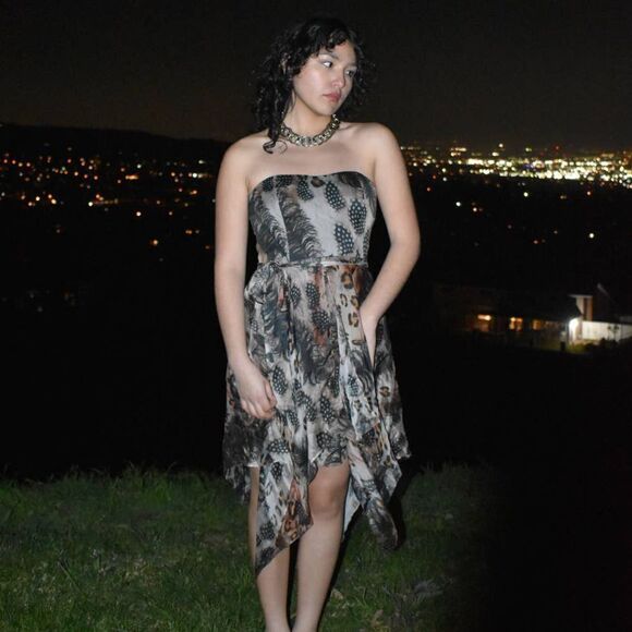 NWT Ever New Melbourne Animal Print Handkerchief Hem Strapless Dress- 6 - Picture 3 of 7